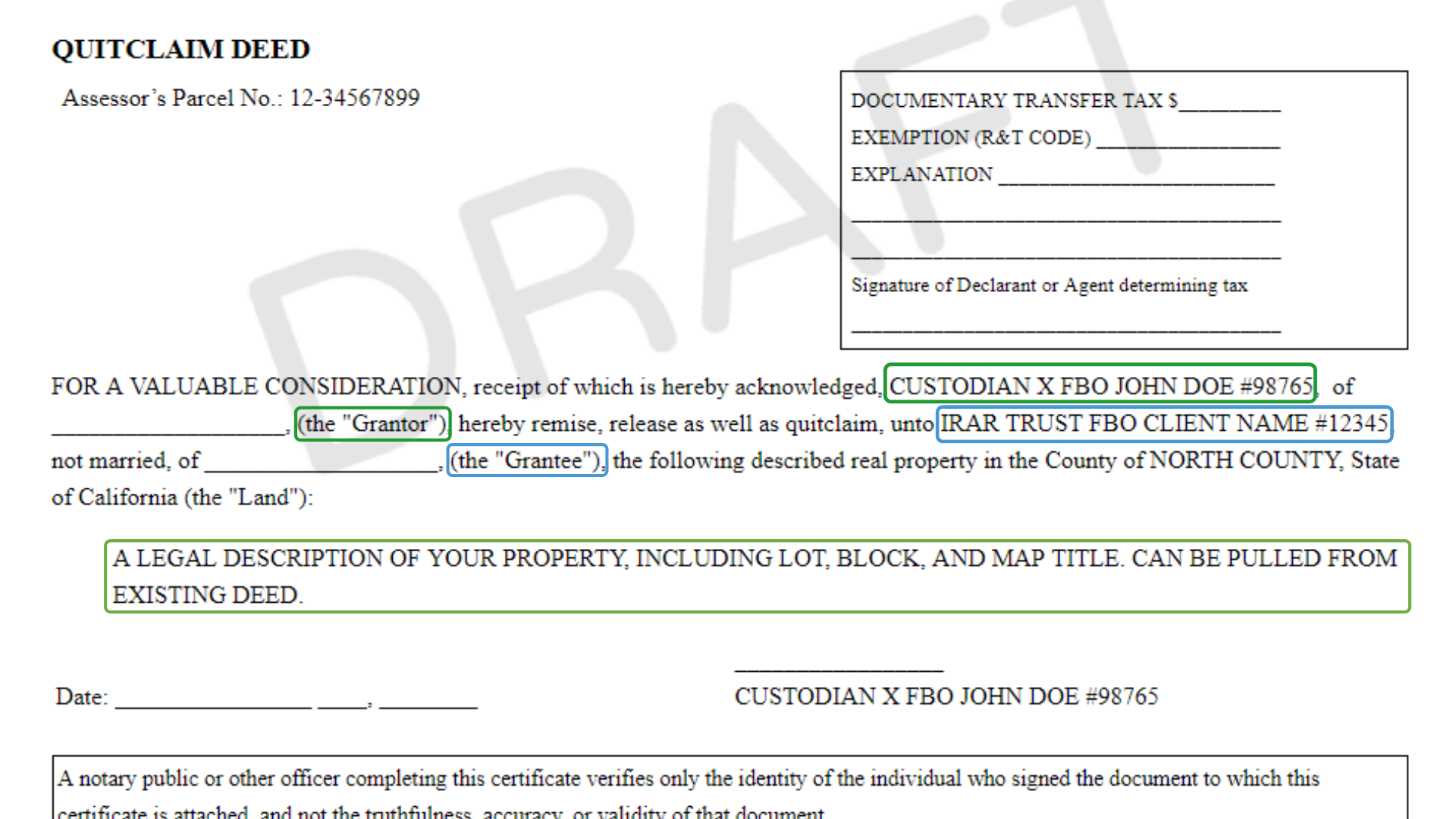 EXAMPLE Quitclaim Deed