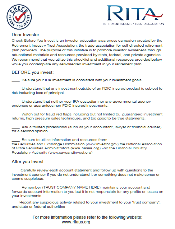 Check Before You Invest