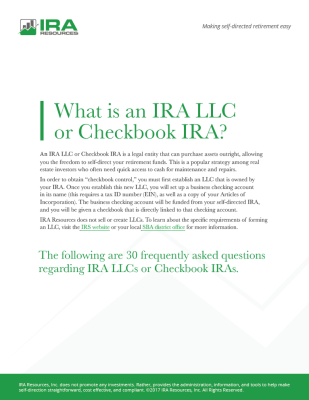 IRA LLC/Checkbook Control FAQs