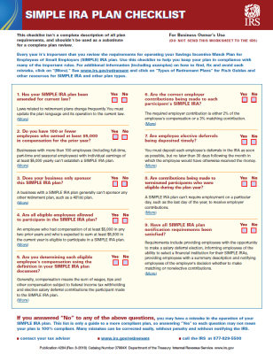 Simple IRA Retirement Plan Checklist