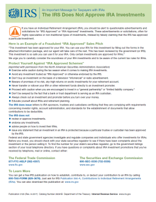 The IRS Does Not Approve IRA Investments